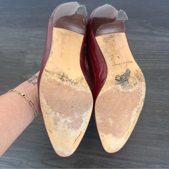 John Fluevog Women’s Teapots Sencha T-Strap Leather Heels Burgundy 8 - Picture 9 of 10